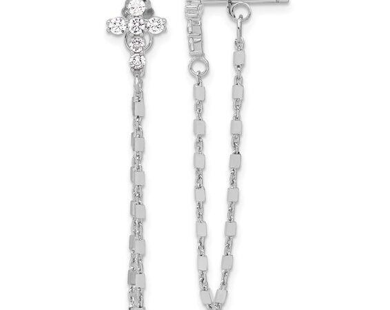 Sterling Silver Cross Front Back Earrings