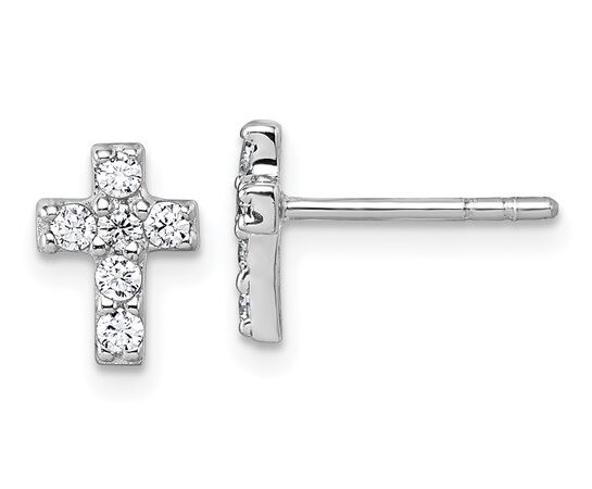 Sterling Silver Cross Stud Earrings
