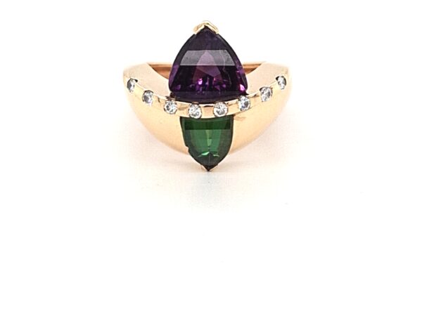 ESTATE Amethyst and Green Tourmaline Ring