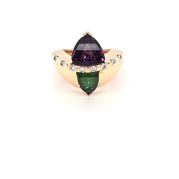 ESTATE Amethyst and Green Tourmaline Ring
