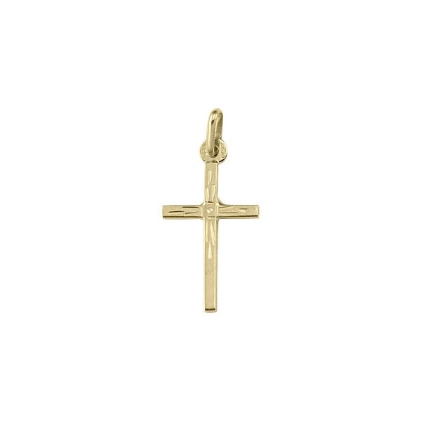 10K Yellow Gold Engraved Cross