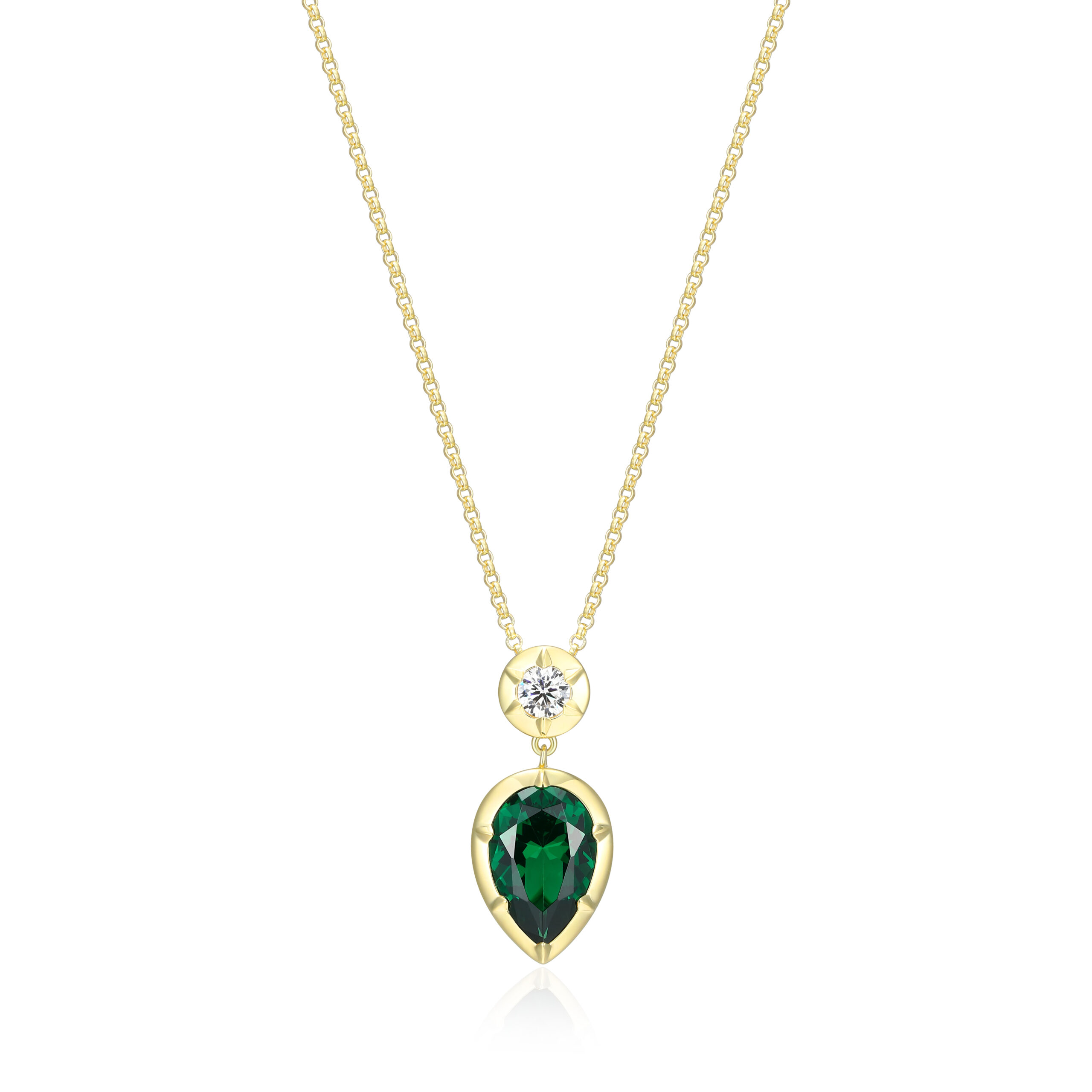 Reign Silver 18K Gold Plated Pear Shape Necklace