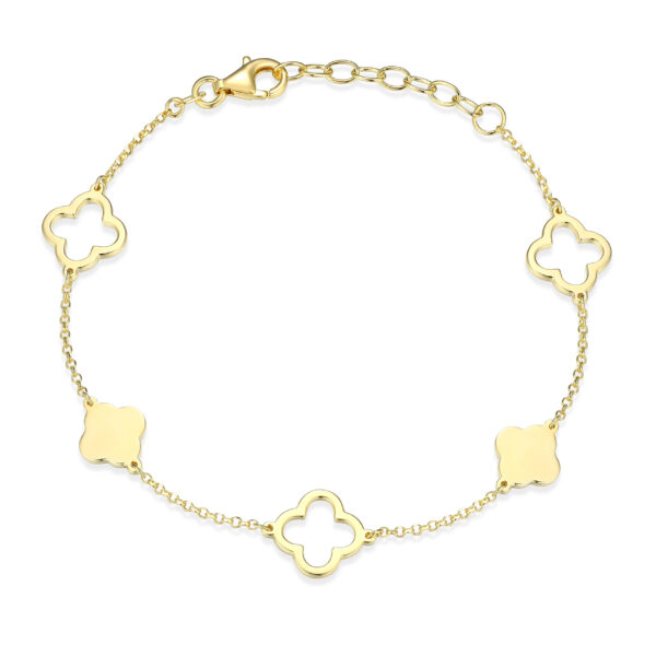 Reign Silver 18K Gold Plated Clover Bracelet