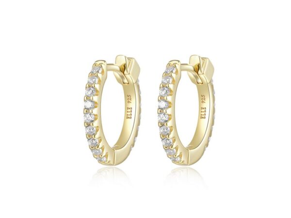 ELLE Silver Gold Plated CZ Huggie Hoops