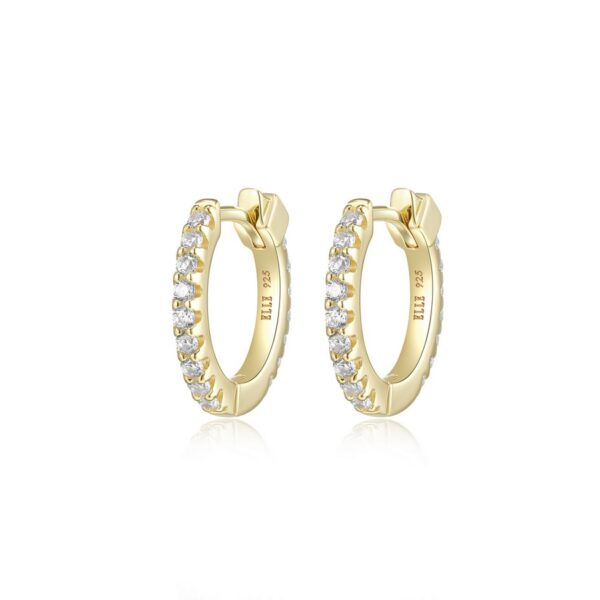 ELLE Silver Gold Plated CZ Huggie Hoops