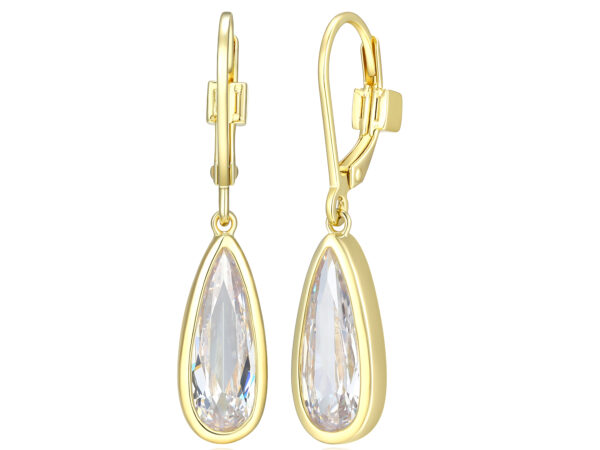 ELLE Silver Gold Plated CZ Earrings