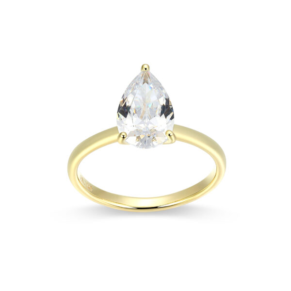 Reign Gold Plated Pear CZ Ring