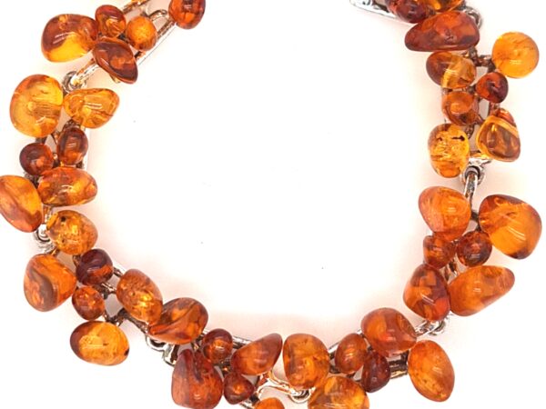 ESTATE Cognac Amber Sterling Silver Bracelet