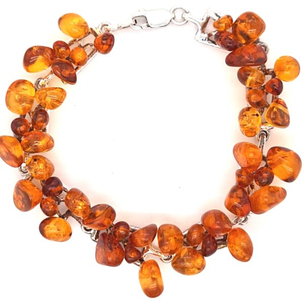 ESTATE Cognac Amber Sterling Silver Bracelet