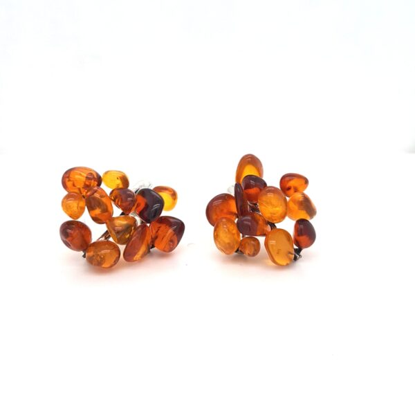 ESTATE Cognac Amber Sterling Silver Earrings