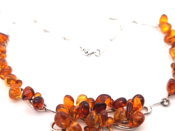ESTATE Cognac Amber Sterling Silver Necklace
