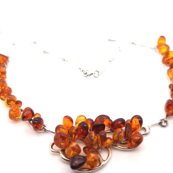 ESTATE Cognac Amber Sterling Silver Necklace