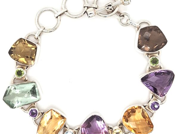 ESTATE Multi Gemstone Sterling Silver Bracelet
