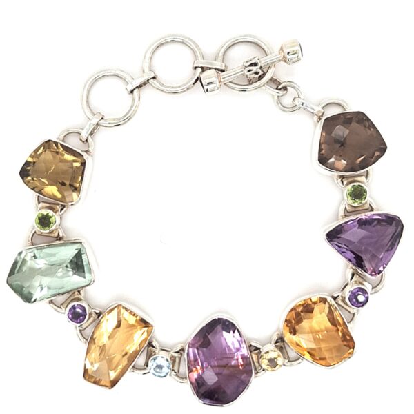 ESTATE Multi Gemstone Sterling Silver Bracelet
