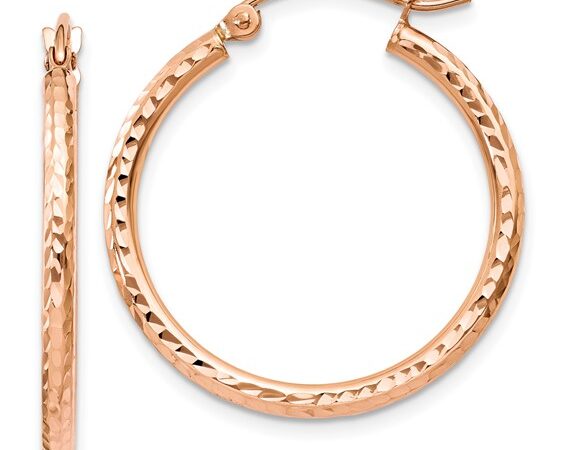 10K Gold Diamond Cut Hoop Earrings
