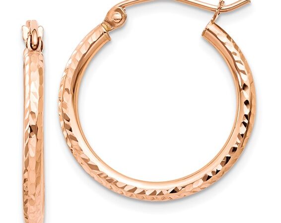 10K Gold Diamond Cut Hoop Earrings