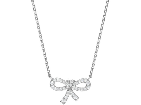 Reign Silver CZ Bow Necklace