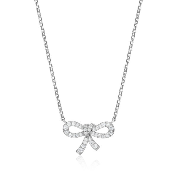 Reign Silver CZ Bow Necklace