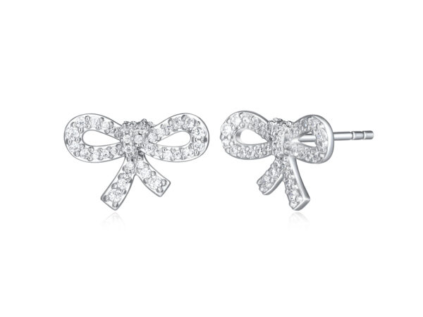 Reign Silver CZ Bow Stud Earrings