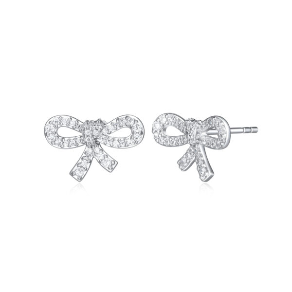 Reign Silver CZ Bow Stud Earrings