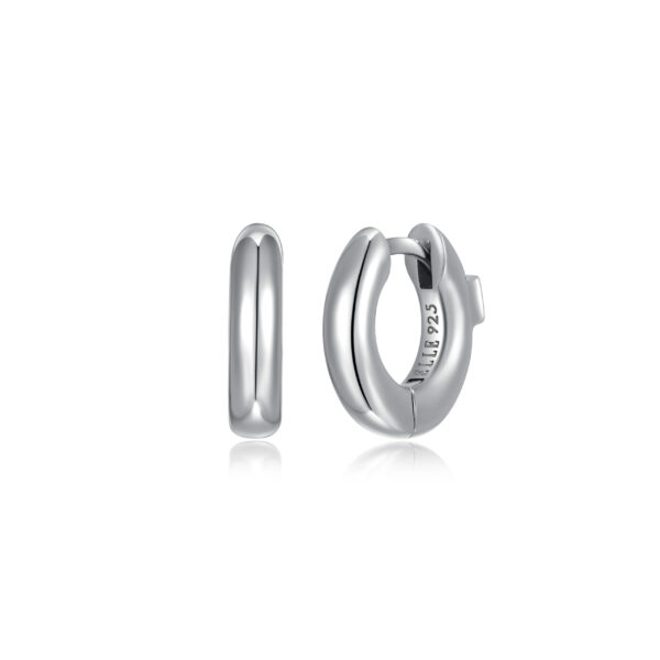ELLE Silver Polished Huggie Earrings