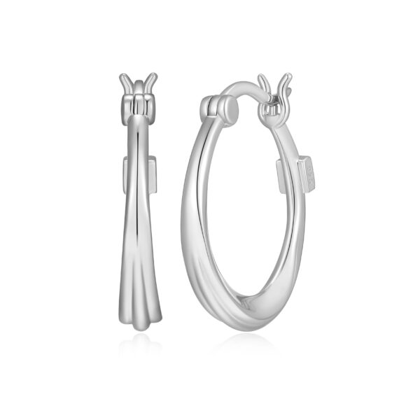 ELLE Silver Polished Hoop Earrings