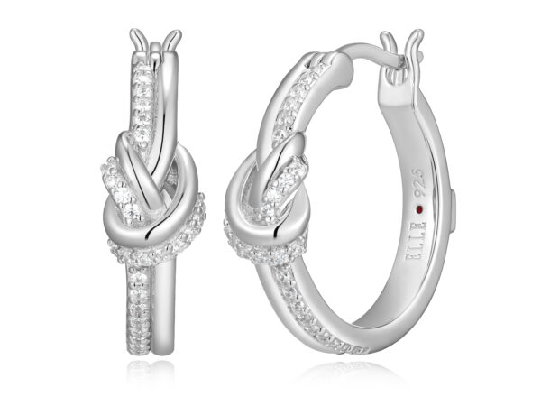 ELLE Silver Cubic Zirconia Knot Hoops