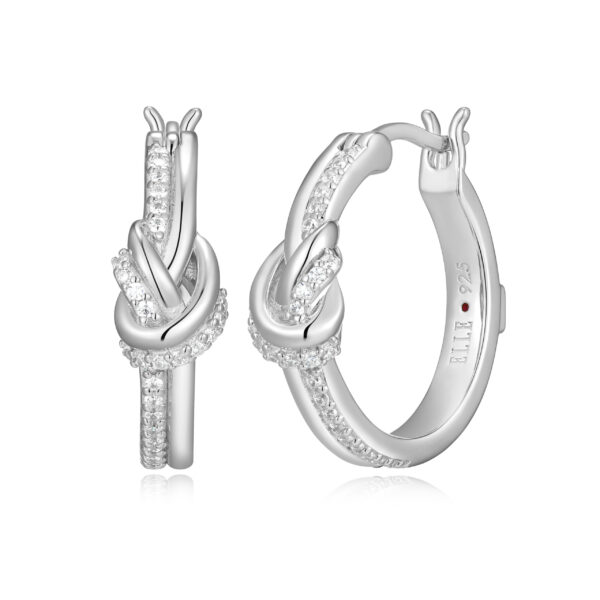 ELLE Silver Cubic Zirconia Knot Hoops