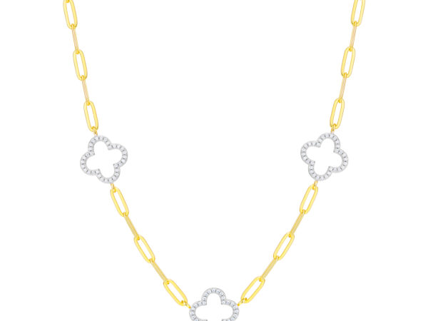 Charles Garnier Gold Plated Silver CZ Clover Necklace