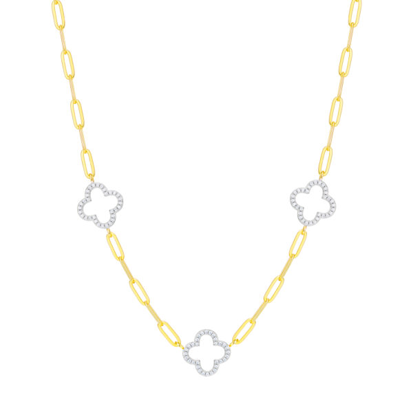 Charles Garnier Gold Plated Silver CZ Clover Necklace