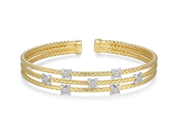Charles Garnier Gold Plated Silver CZ Cuff Bracelet