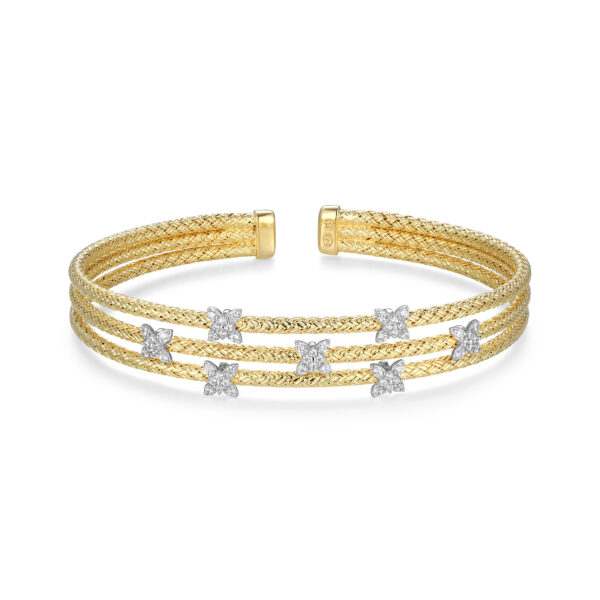 Charles Garnier Gold Plated Silver CZ Cuff Bracelet