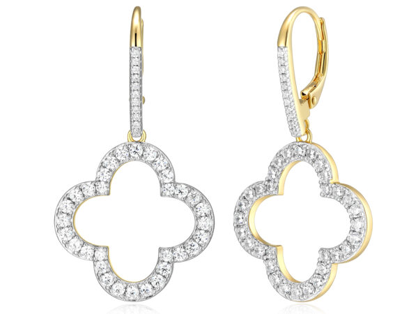Charles Garnier Gold Plated Silver CZ Clover Earrings