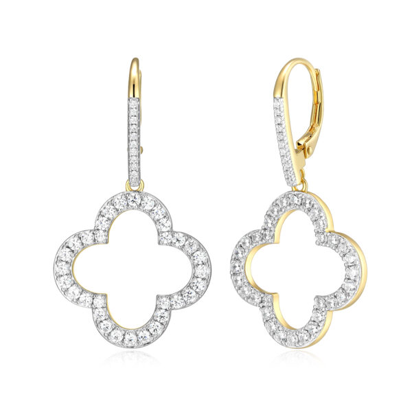 Charles Garnier Gold Plated Silver CZ Clover Earrings