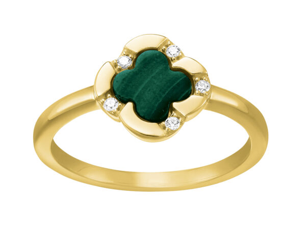 Charles Garnier Gold Plated Malachite Clover Ring