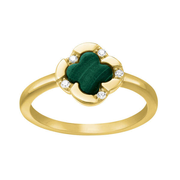 Charles Garnier Gold Plated Malachite Clover Ring
