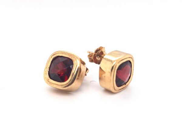 ESTATE Garnet Checkerboard Cut Earrings