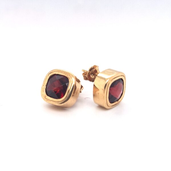 ESTATE Garnet Checkerboard Cut Earrings