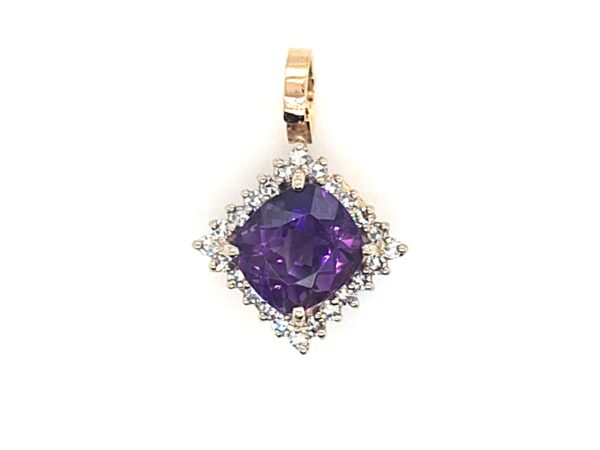 ESTATE Amethyst & Diamond Pendant/Enhancer
