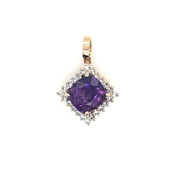ESTATE Amethyst & Diamond Pendant/Enhancer