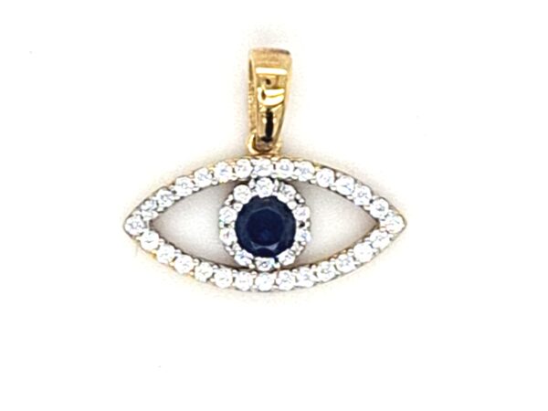 10K Evil Eye Amulet CZ Pendant