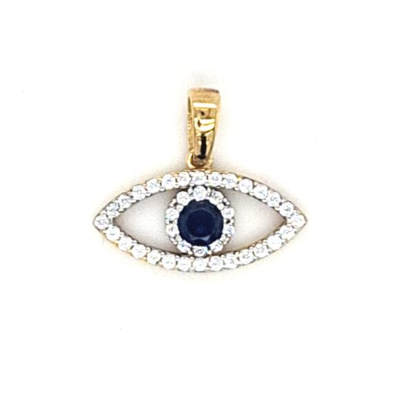 10K Evil Eye Amulet CZ Pendant