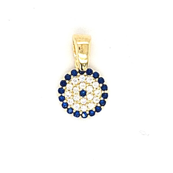 10K Gold Evil Eye Amulet Round Pendant
