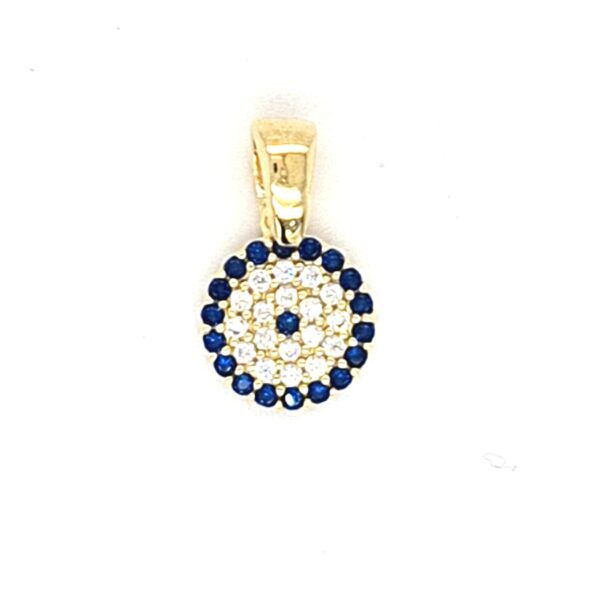 10K Gold Evil Eye Amulet Round Pendant