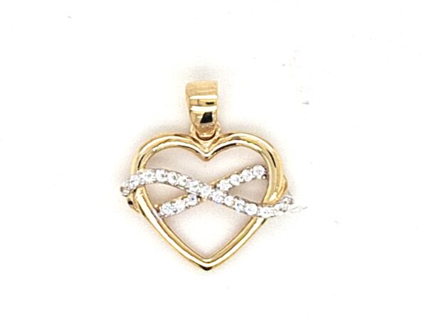 10K Gold Heart CZ Infinity Pendant