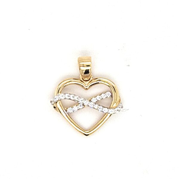 10K Gold Heart CZ Infinity Pendant