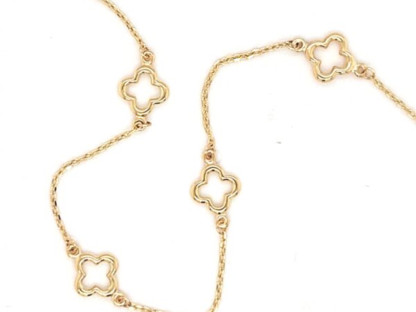 10K Gold Clover Station Bracelet