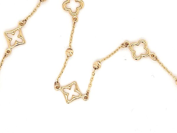 10K Gold Clover & Diamond Cut Bead Bracelet