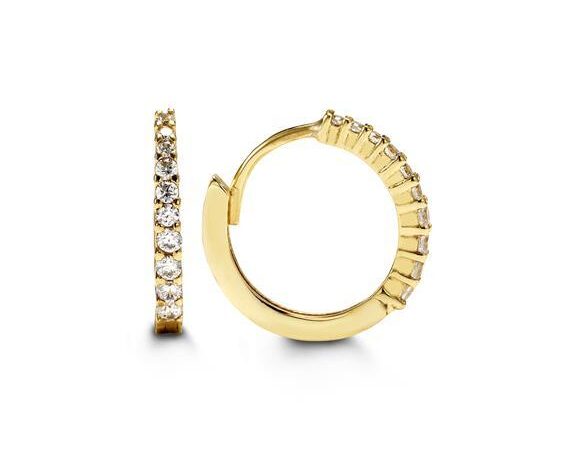 10K Gold CZ Huggie Hoop Earrings