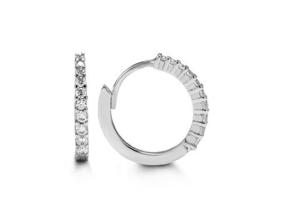 10K Gold CZ Huggie Hoop Earrings